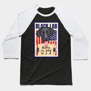 funny cute red white and blue with Black Lab USA patriotic Baseball T-Shirt